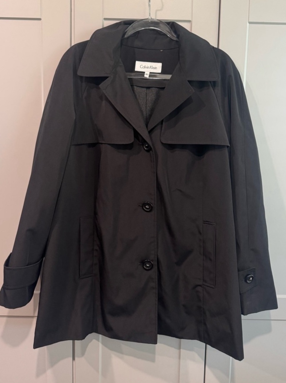 Calvin Klein Women's Hooded Trench Coat w/Removable Liner Black Size PXL